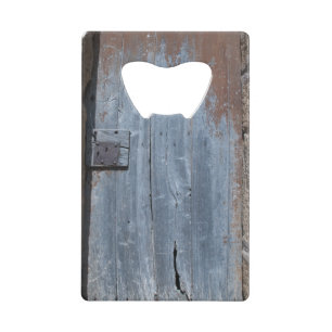 Worn and Rusty Wooden Deuren Kredietkaart Flessenopener