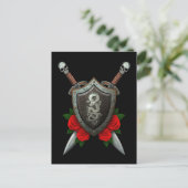 Worn Chinese Dragon Shield and Swords with Rozen Briefkaart (Staand voorkant)