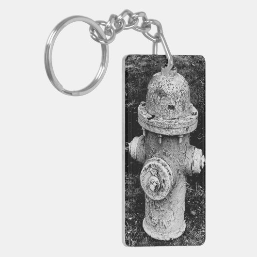 Worn Chipped Rusty Old Fire Hydrant Photograph Sleutelhanger (Voorkant Links)