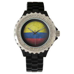Worn Colombian Flag Football Voetbal Horloge