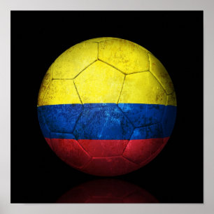 Worn Colombian Flag Football Voetbal Poster