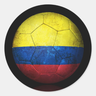 Worn Colombian Flag Football Voetbal Ronde Sticker