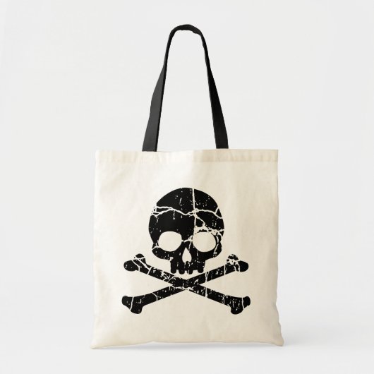 Worn Cracked Skull en Crossbones Canvas tas (Voorkant)