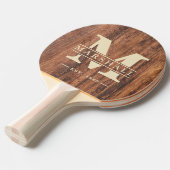 Worn Cutting Board Monogram & Name Overlay Tafeltennisbatje (Voorkant Gekanteld)