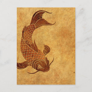 Worn Koi visontwerp Briefkaart