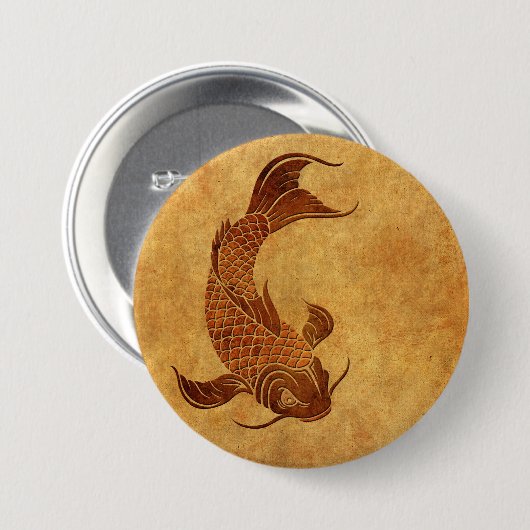  Worn Koi visontwerp Ronde Button 7,6 Cm (Voorkant /achterkant)