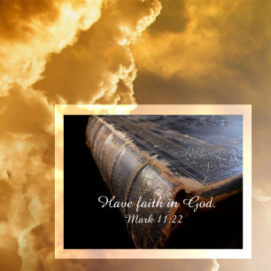 Worn Leather Bible, "Heb geloof in God" Mark 11:22 Briefkaart