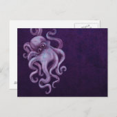 Worn  Octopus Illustratie - Paars Briefkaart (Voorkant / Achterkant)