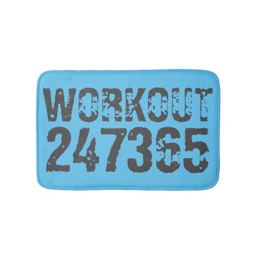 Worn out and scratched text Workout 247365 blue Badmat (Voorkant)