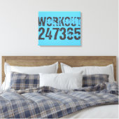Worn out and scratched text Workout 247365 blue Canvas Afdruk (Insitu (Slaapkamer))