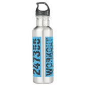 Worn out and scratched text Workout 247365 blue Waterfles (Achterkant)