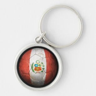 Worn Peruvian Flag Football Voetbal Sleutelhanger