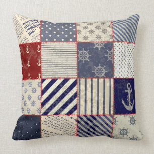 Worn rustic strand patchwork afbeelding kussen