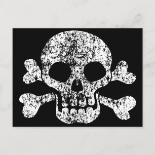 Worn Skull en Crossbones Briefkaart