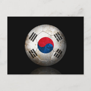 Worn South Korean Flag Football Voetbal Briefkaart