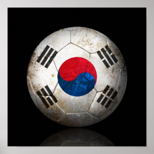 Worn South Korean Flag Football Voetbal Poster