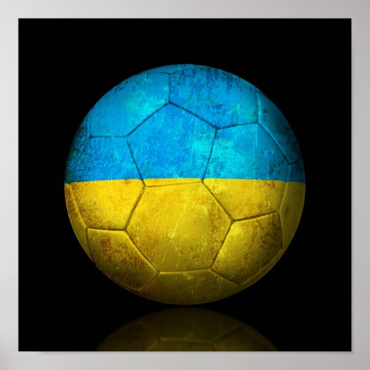 Worn Ukraine Flag Football Voetbal Poster (Voorkant)