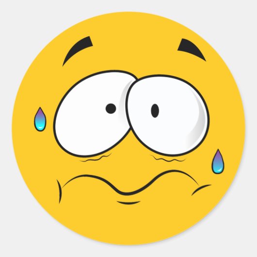 Worried Yellow Emoji Ronde Sticker (Voorkant)