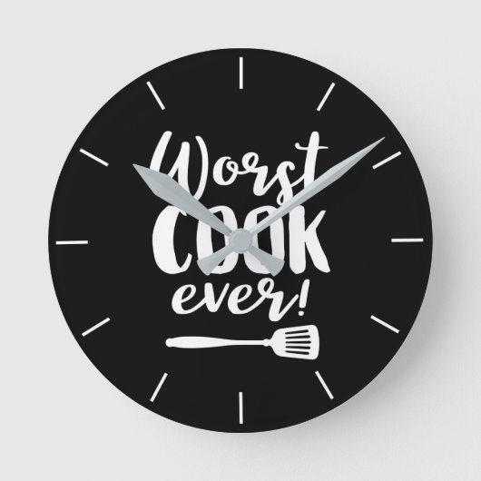 Worst Cook Ever Funny Chef Quote Black Kitchen Ronde Klok (Voorkant)