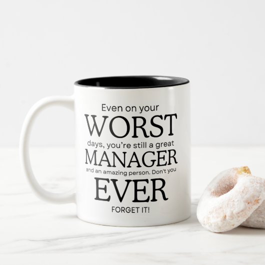 Worst Manager Ever Tweekleurige Koffiemok (Met donut)