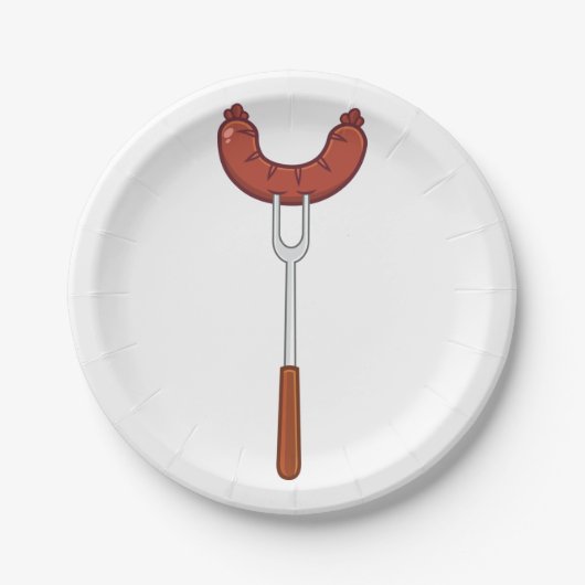 worst op een vork papieren bordje (Voorkant)