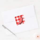 Worst w / Rood / Wit Gingham / Plaid Achtergrond Vierkante Sticker (Envelop)