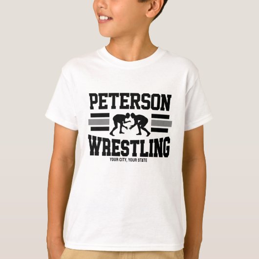Worstelaar ADD NAME School Atleet Worstelen Team T-shirt (Voorkant)