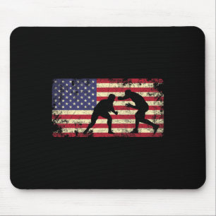 Worstelaar in nood worstelt met Amerikaanse vlag 4 Muismat