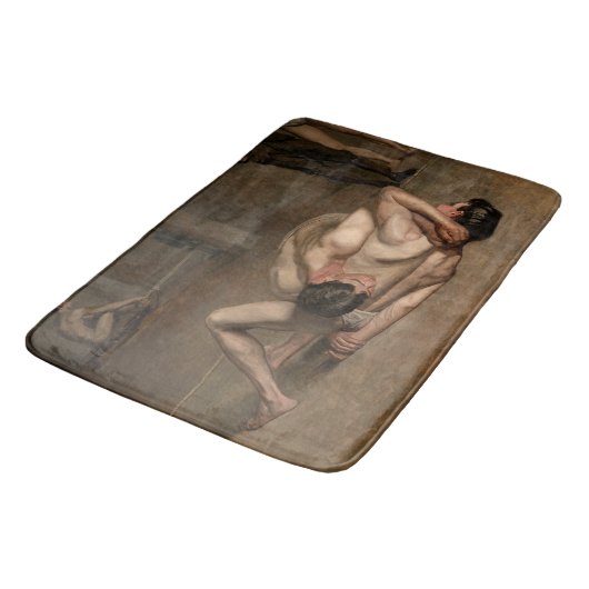 Worstelaars (door Thomas Eakins) Badmat (Gekanteld)