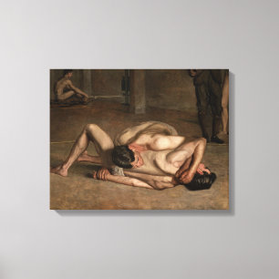 Worstelaars (door Thomas Eakins) Canvas Afdruk