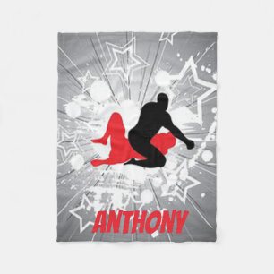 Worstelaars exploderenmet sterren op een rugleunin fleece deken