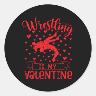 Worstelen is mijn Valentijn rode liefde hart Valen Ronde Sticker