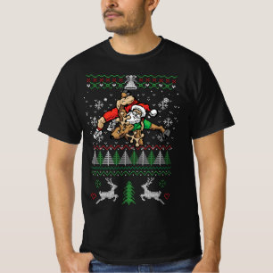 Worstelen Lelijke Kerstmis Wrestler Santa Reindeer T-shirt