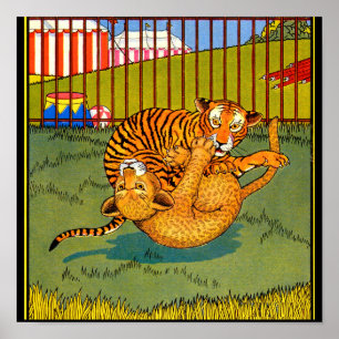 worstelen met tijger en luipaard poster