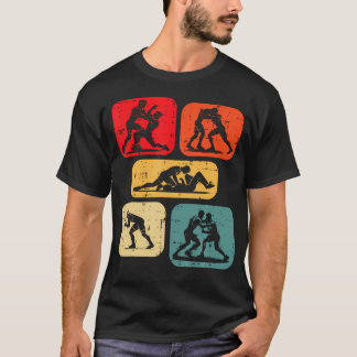 Worstelen Takedown Silhouetten Retro Worstelaar Ma T-shirt