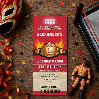 Worstelen Ticket 1e Verjaardagsfeestje Kaart