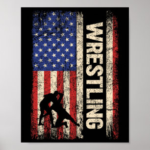 Worstelen Usa Amerikaanse Vlag Shirt Worstelen 4 j Poster