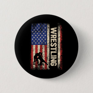 Worstelen Verenigde Staten Amerikaanse vlag Shirt Ronde Button 5,7 Cm