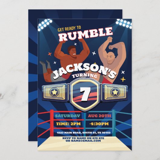 Worstelen Verjaardag Worstelen Ring Vechten Ring Kaart (Voorkant / Achterkant)