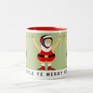 Worstelen Worstelaar Kerst Collectie Tweekleurige Koffiemok