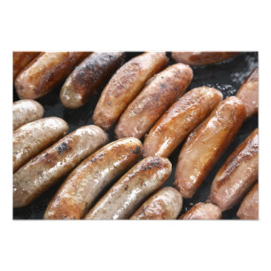 Worstjes op de barbecue foto afdruk