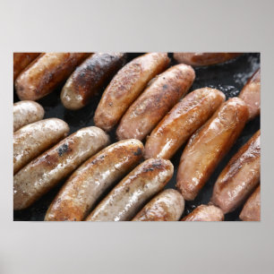 Worstjes op de barbecue poster