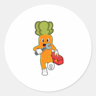 Wortel als Mechanisch met Toolbox Ronde Sticker