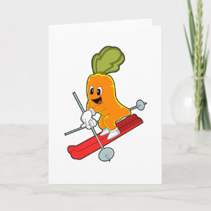Wortel als skiër met ski kaart