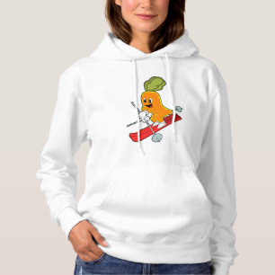 Wortel als skier met skiën hoodie