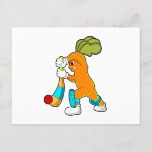 Wortel bij Cricket met cricketbat Briefkaart