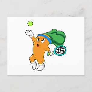 Wortel bij tennis met tennisracket briefkaart