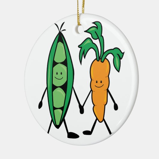 Wortel en erwten keramisch ornament (Links)