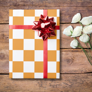 Wortel en wit Geruite Checkerboard  Cadeaupapier