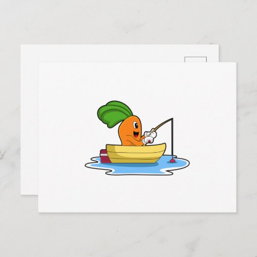 Wortel in boot bij vissen met hengel briefkaart (Voorkant / Achterkant)